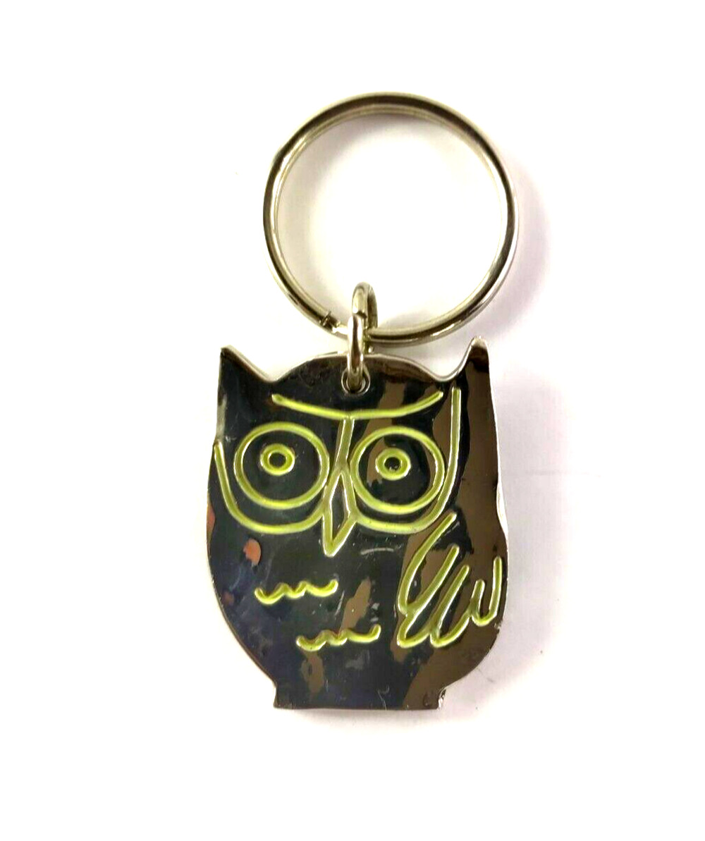 Owl Listen To Your Heart Keychain Silver Color Wide Bird